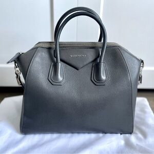 GIVENCHY Authentic Médium Antigona Top Handle Grained Leather - Dark Gray